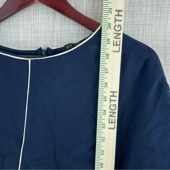 Zara Basic Womens Size XS Navy Blue short sleeve blouse 1511 - Picture 5 of 9